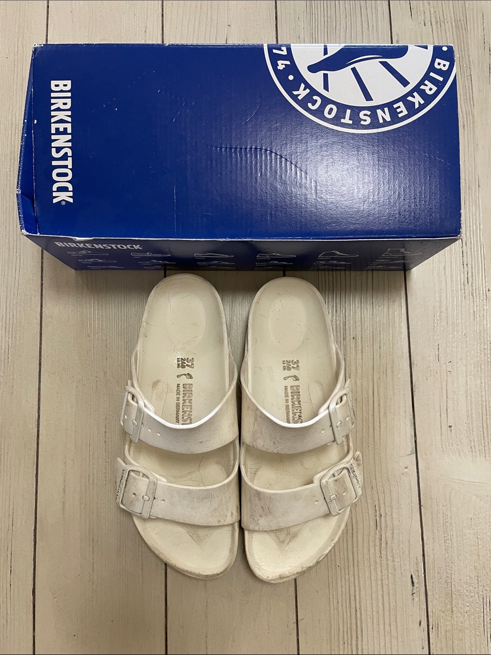 Birkenstock white Two-Strap Slide Sandals (unisex)